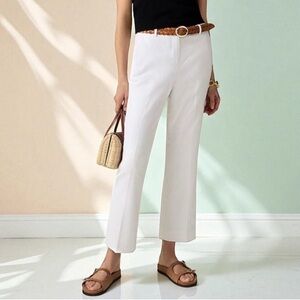 NWT J. Crew Kaya White Pants Stretch Linen blend Women's Size 10